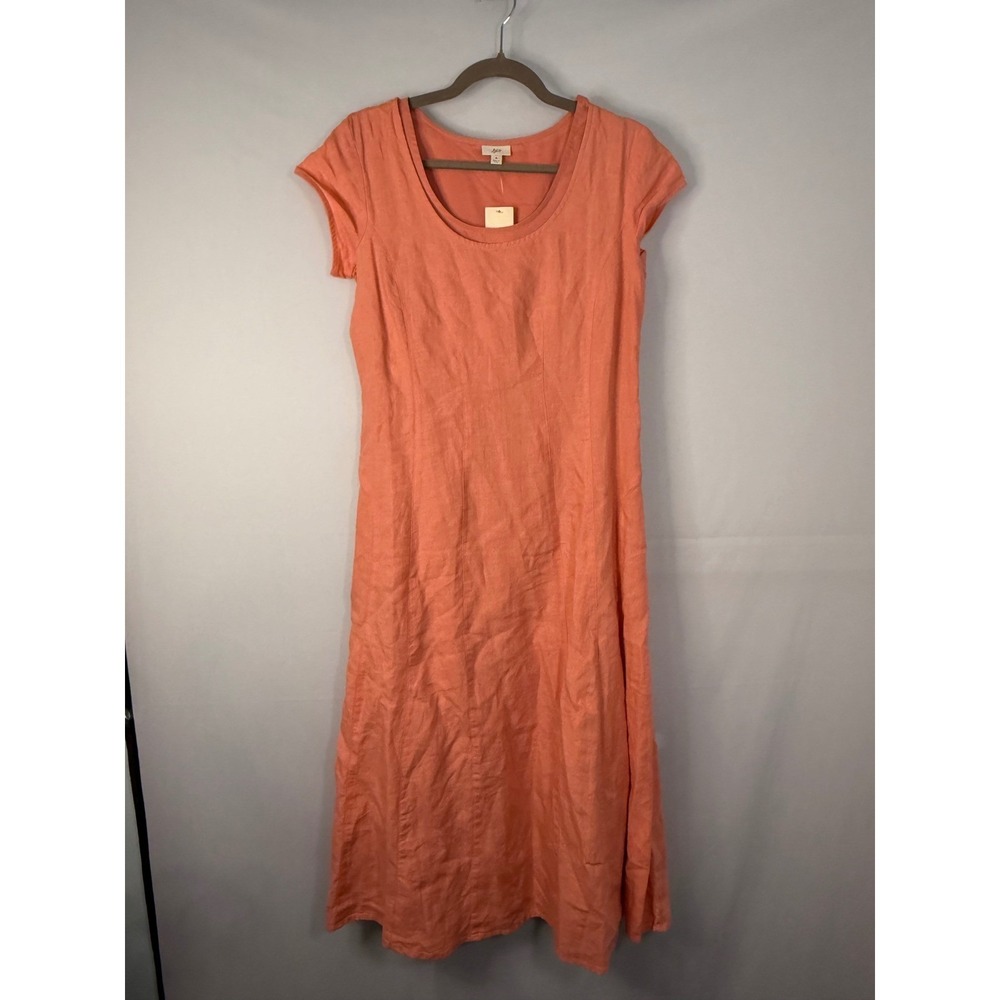 J. Jill Linen Maxi Dress Womens 6 Coral Orange Cap Sleeve Lined New‎ NWT 628912